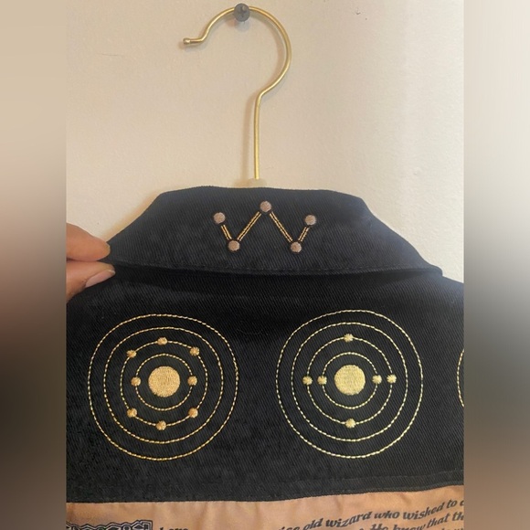 Theory Game Mat Pat Black Denim Trucker Jacket Video Game Wizard Sz XS - Picture 3 of 11